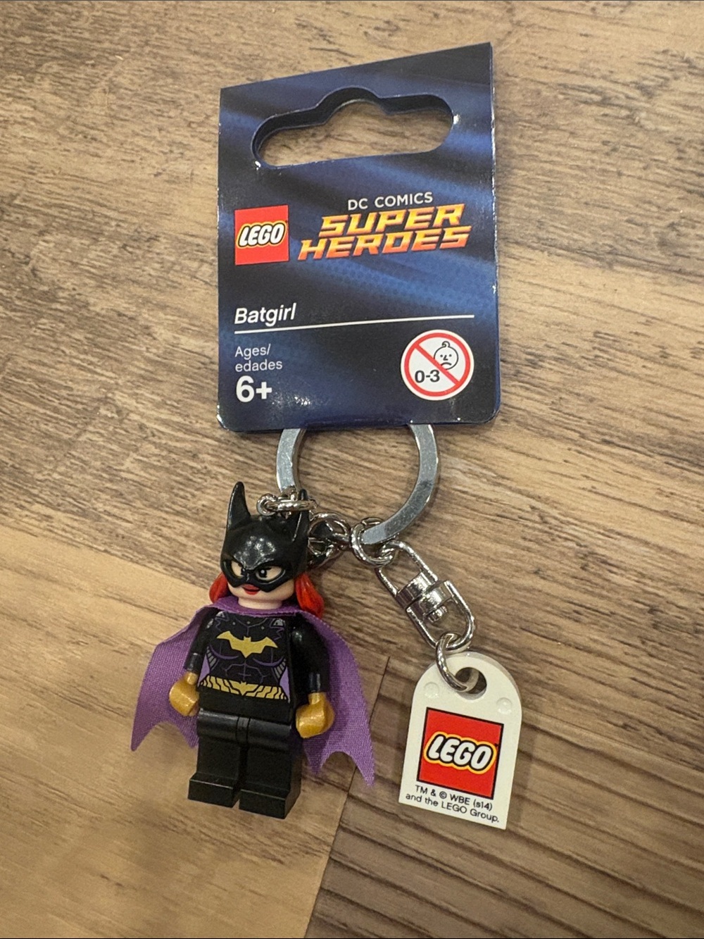 Lego Batgirl Keychain with Purple Cape and Black Suit
